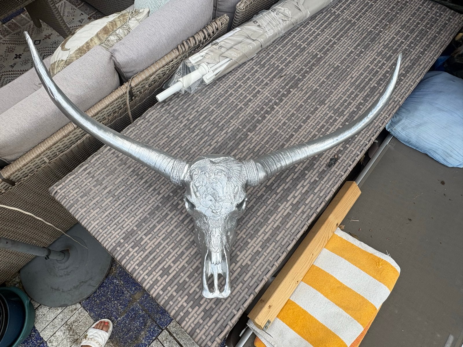 Decoratieve Stierenkop Wanddecoratie Zilver, Huis en Inrichting, Woonaccessoires | Overige, Ophalen, Vintage, Zo goed als nieuw