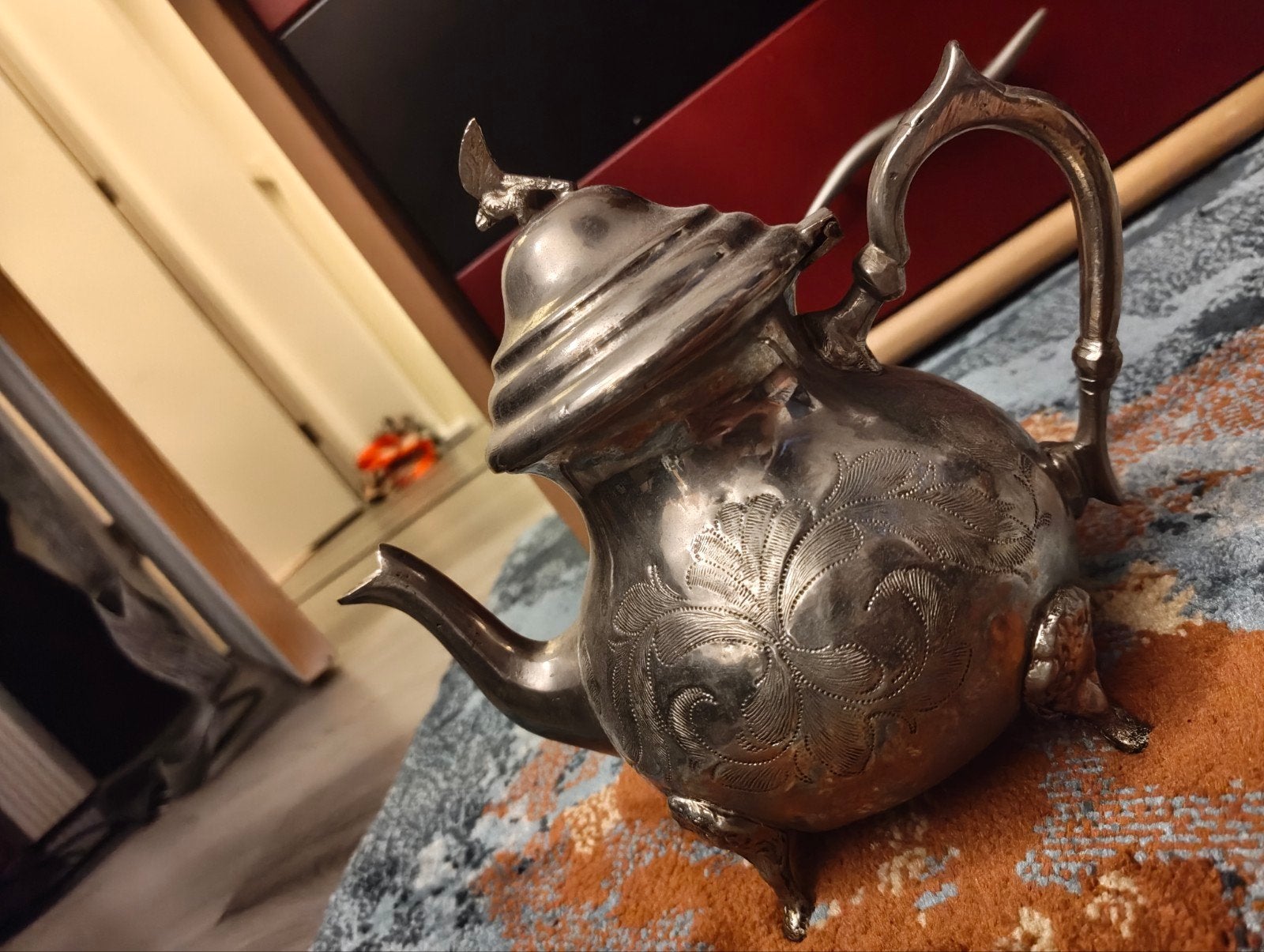 Prachtige Marokkaanse theepot met gedetailleerde gravures, Ophalen of Verzenden
