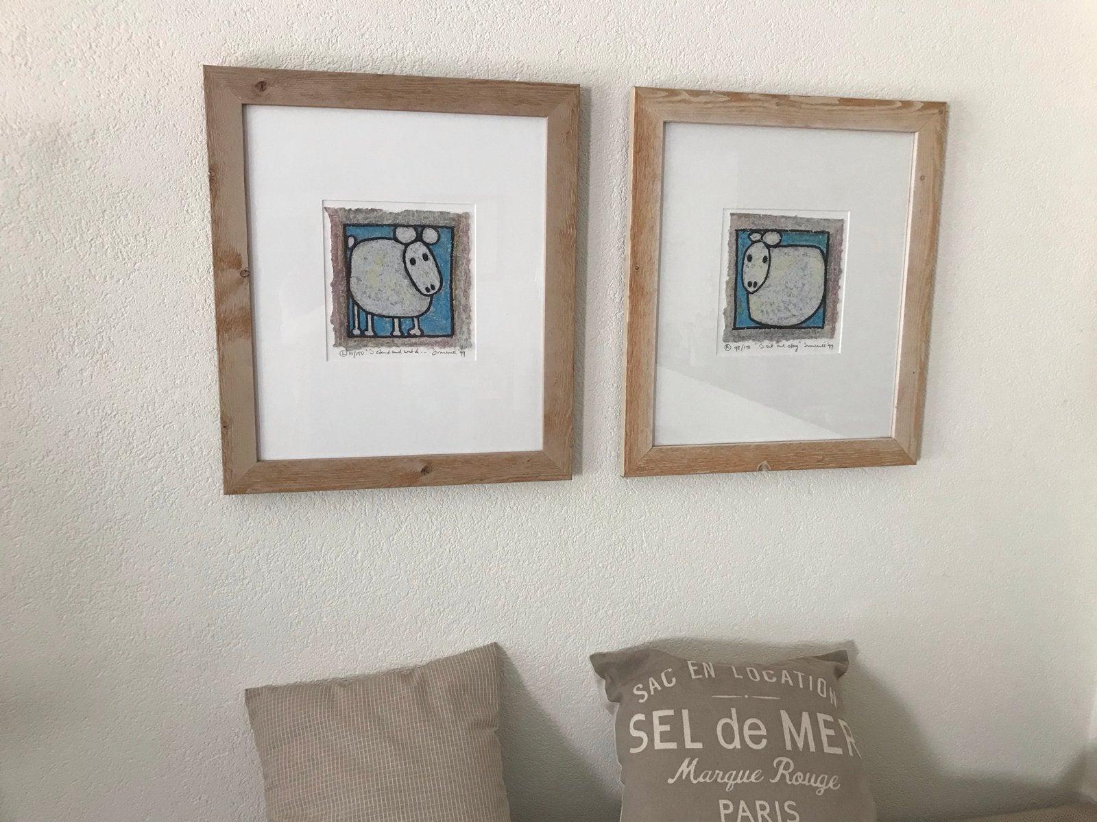 Set van twee ingelijste schilderijen van Innemee, Overige stijlen, Dieren, Ophalen of Verzenden, Papier