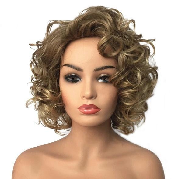 Moderne pruik kort haar met losse krullen, Sieraden, Tassen en Uiterlijk, Uiterlijk | Haarverzorging, Nieuw, Pruik of Haarverlenging