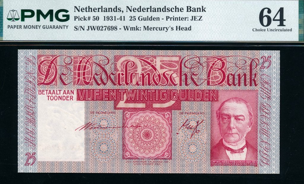 UNC: PMG 64 - 25 Gulden 1941 ‘Mees’ - JW027698, Ophalen of Verzenden, 25 gulden