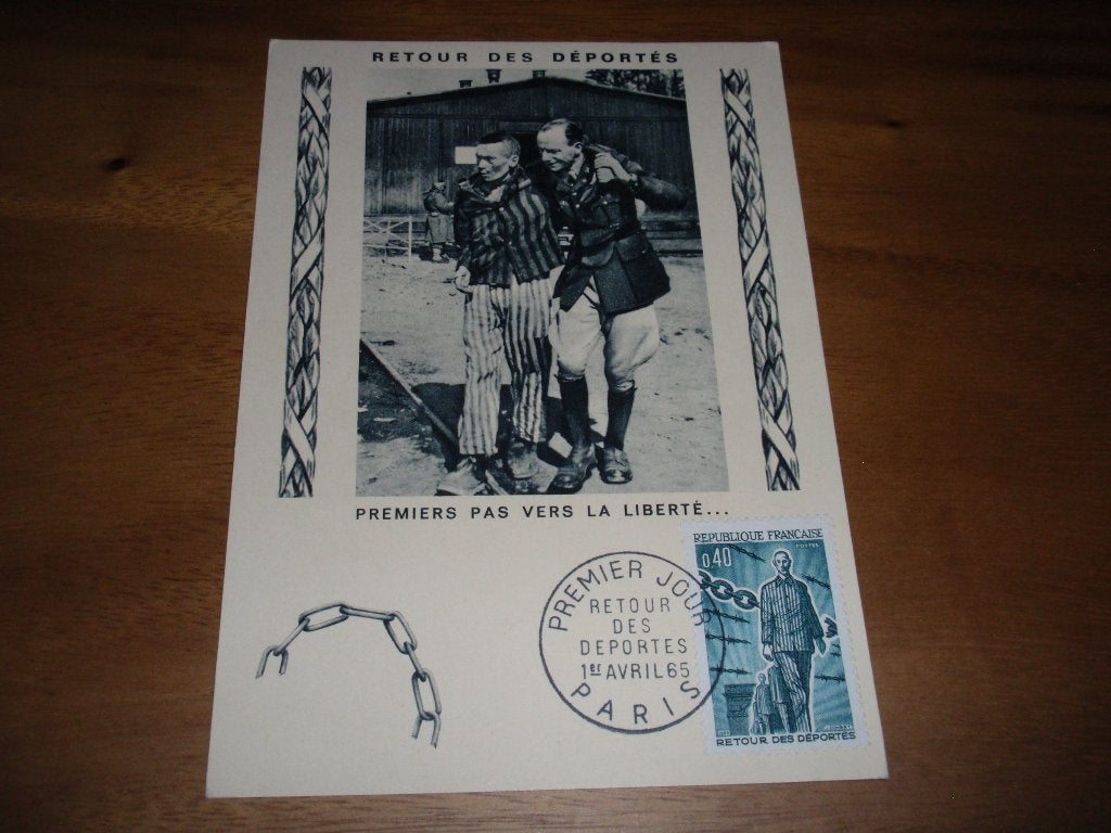 Franse Herdenkingskaart WO2 Bevrijding Concentratiekamp, Verzenden, 1940 tot 1960, Politiek en Historie