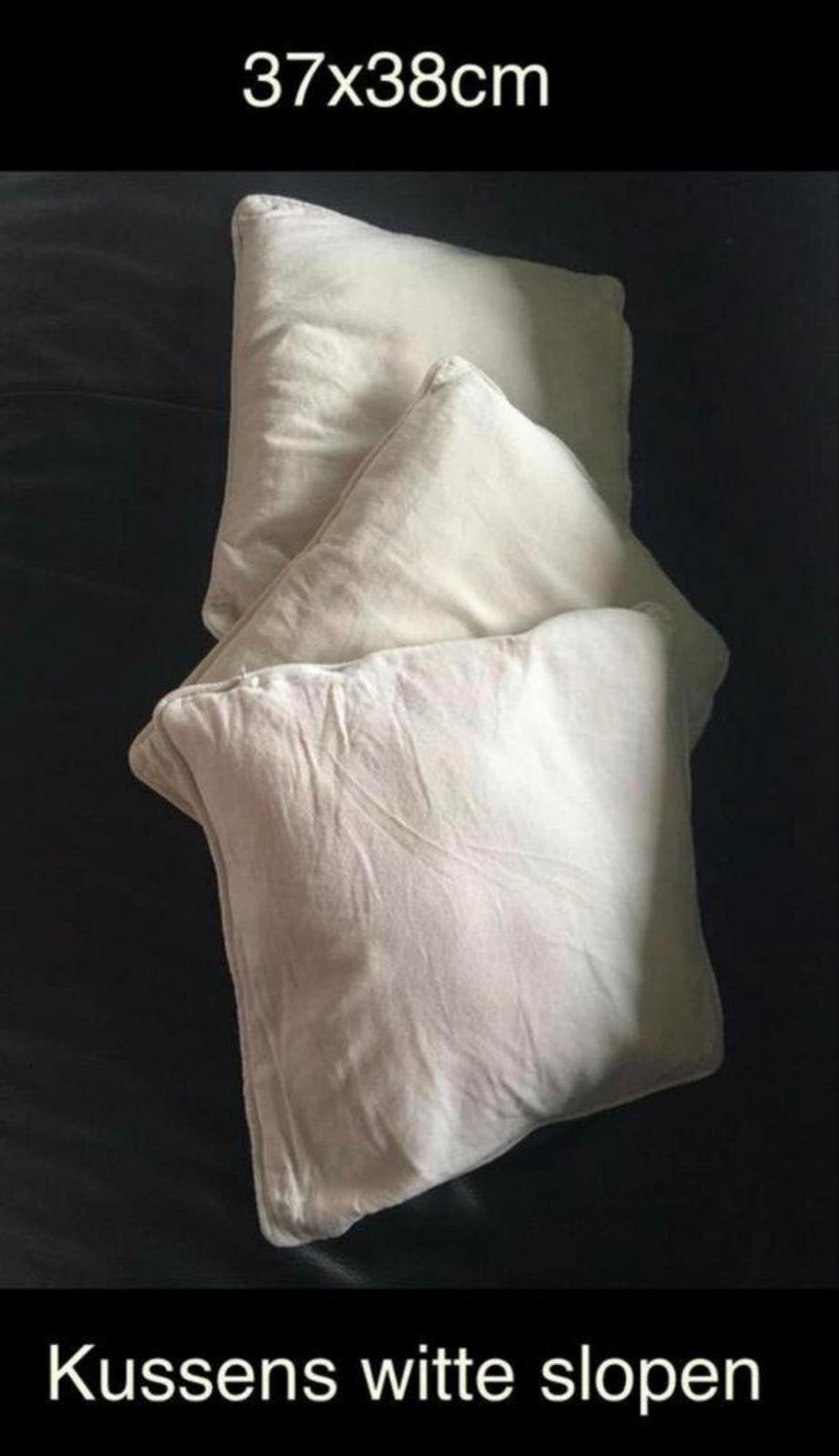 Set van 3 witte of roze katoenen slopen kussens met slopen, Huis en Inrichting, Overige merken, Ademend, Meerkleurig, Vierkant