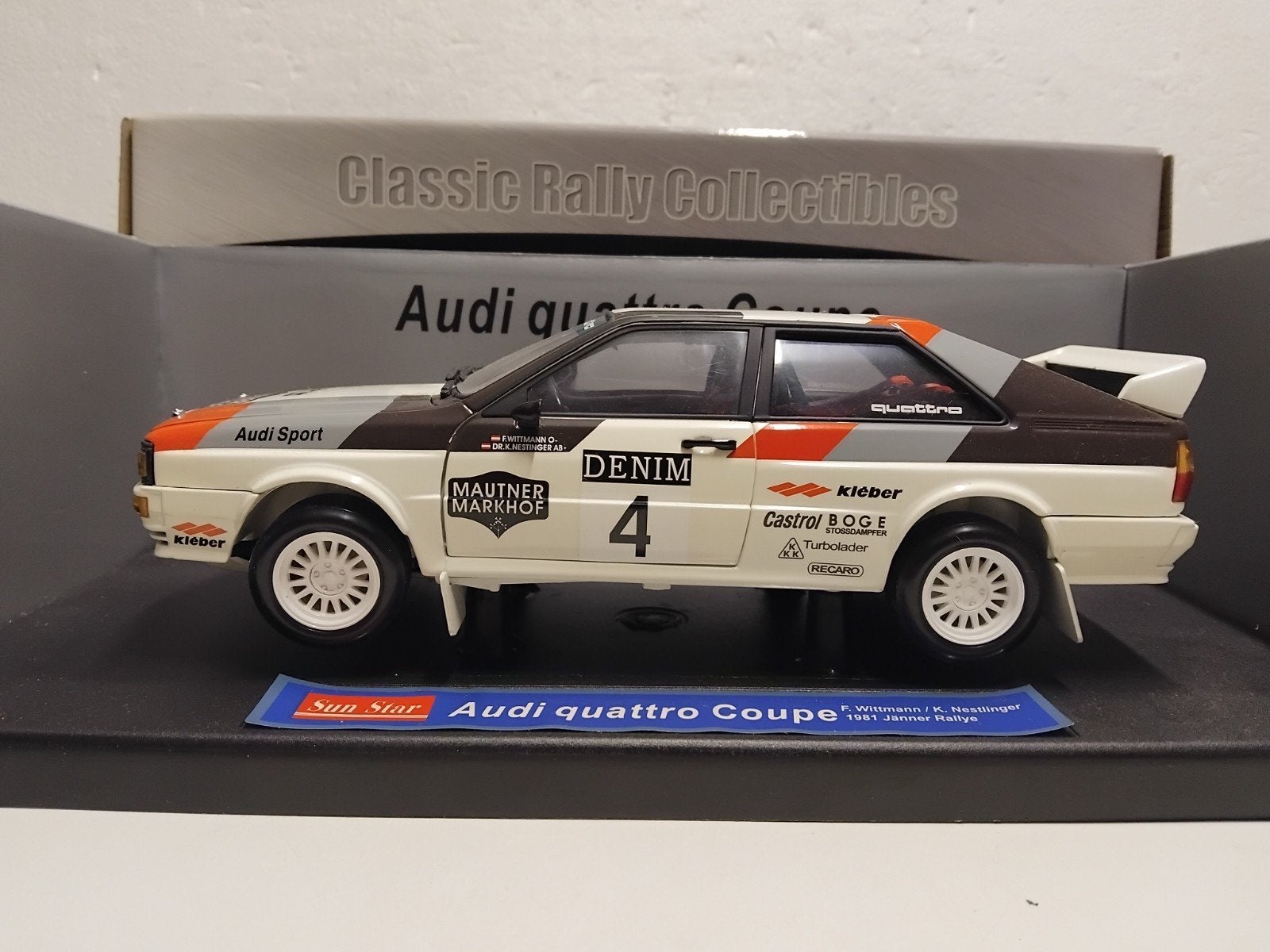 Audi Quattro GT Rally wit Sun Star metal 1:18 KRD, Ophalen of Verzenden, Zo goed als nieuw, Auto, Sun Star