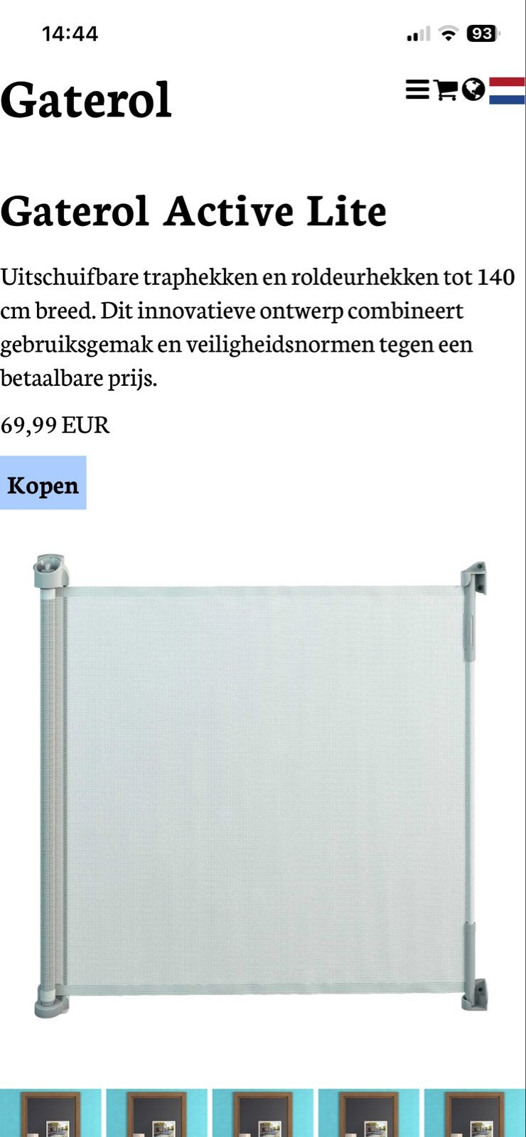 Gaterol Active Lite oprolhekje - uitschuifbaar tot 140 cm, Ophalen, Overige materialen, Gebruikt, Oprolhekje