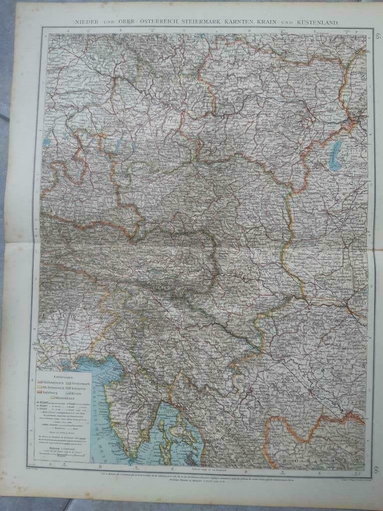 65-66/ Oostenrijk met Steiermarken, Karinthië litho uit 1899, Ophalen of Verzenden