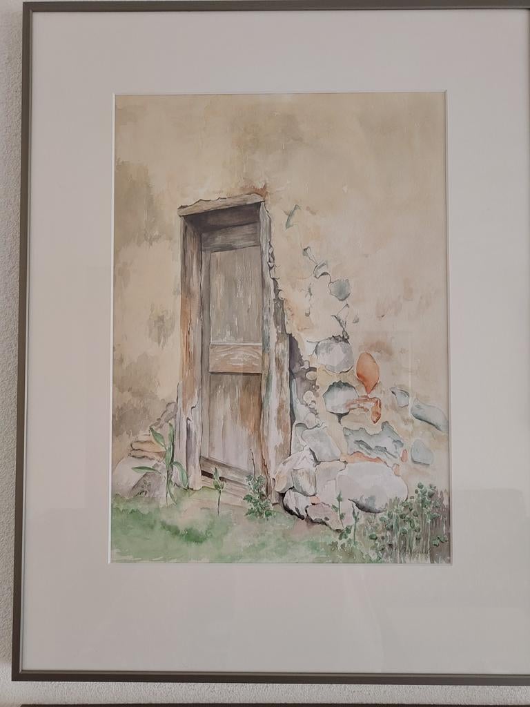 Aquarel antieke deur I, Antiek en Kunst, Kunst | Schilderijen | Klassiek, Ophalen