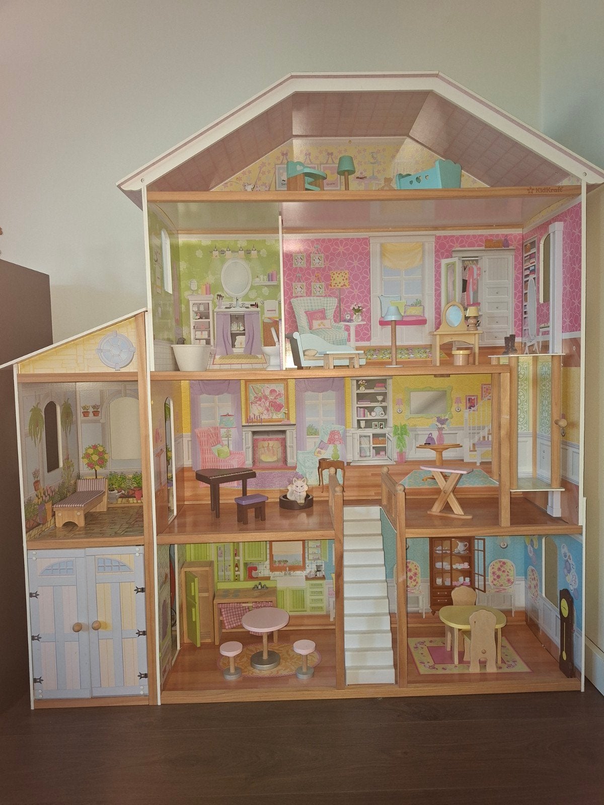 Prachtig Groot Houten Poppenhuis (KidKraft Majestic Mansion), Ophalen, Zo goed als nieuw, Poppenhuis