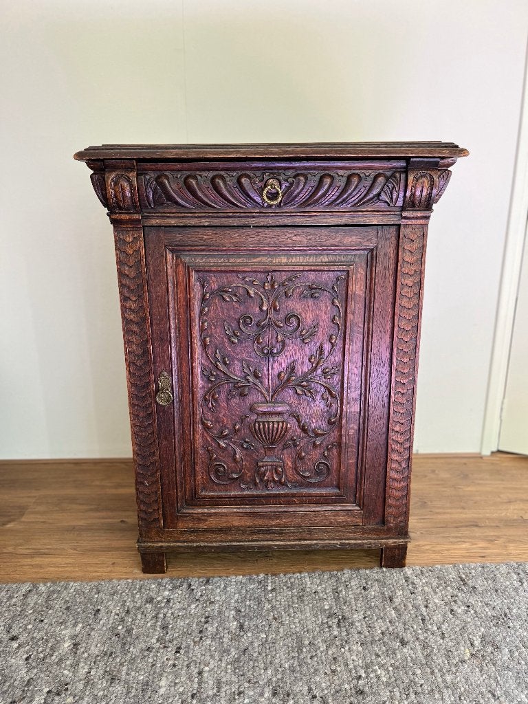 Meidenkastje oud met bloemmotief, lade en deur, Antiek en Kunst, Ophalen of Verzenden
