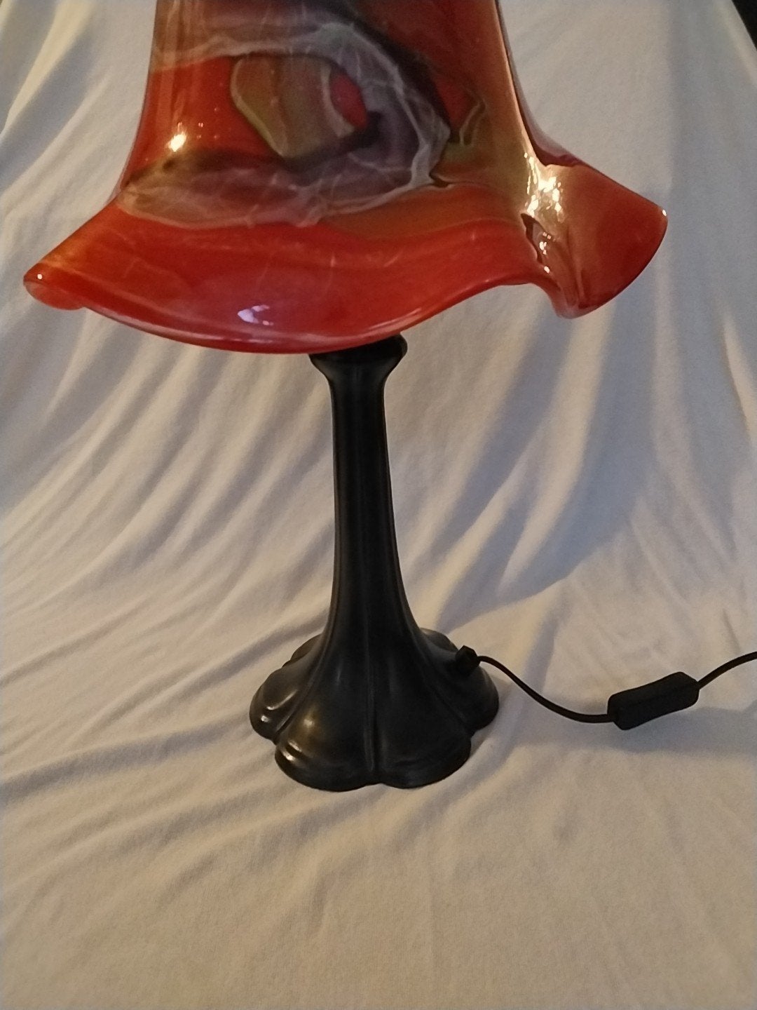 Art Deco Tafellamp met Rood Glas, Antiek en Kunst, Ophalen of Verzenden