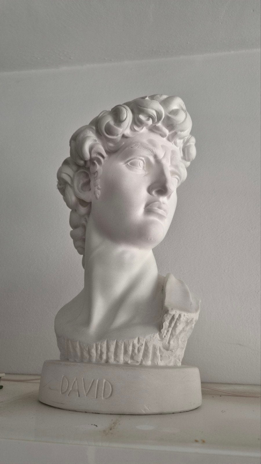 Klassieke Buste David (Michelangelo) – Wit Gipsen Beeld, Gips, Buste, Ophalen of Verzenden, 20 - 50 cm