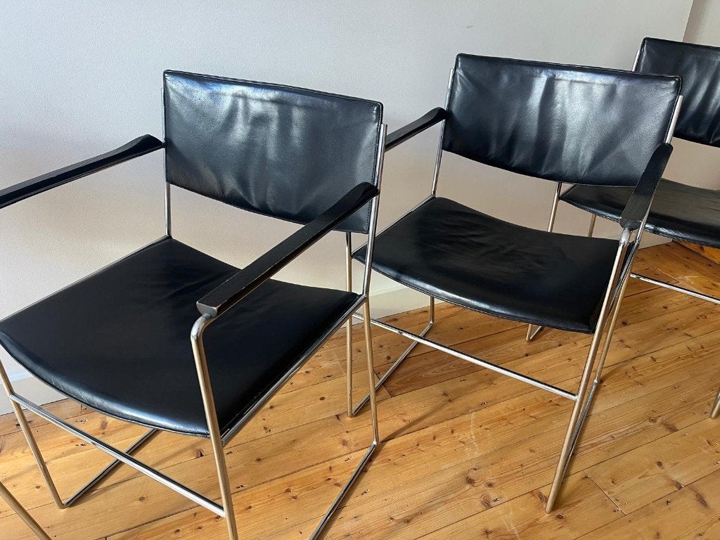 4x eetkamerstoel DLA/DSA Arnold Merckx, Ophalen, Gebruikt, Zwart, Vier