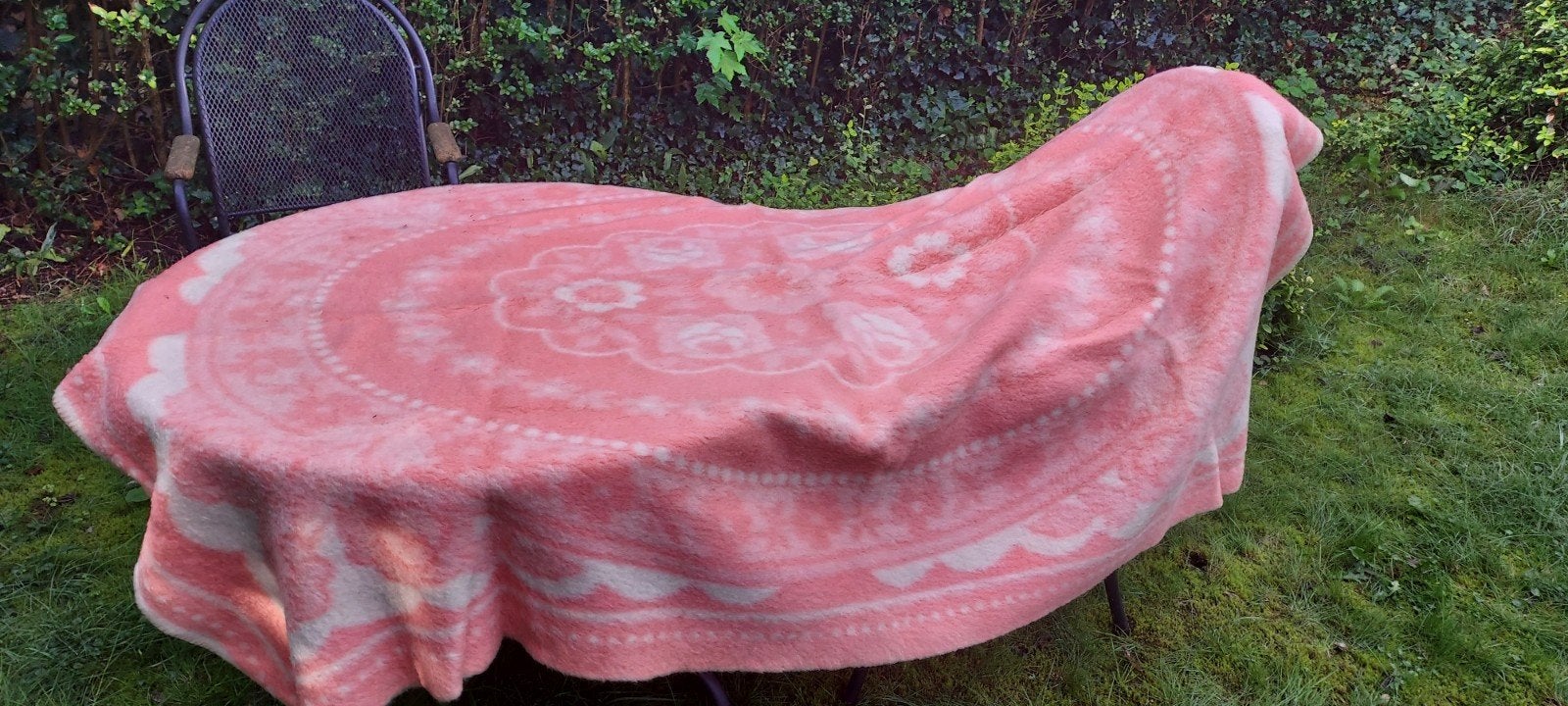 roze wollen deken  150x210 cm., Ophalen, Gebruikt, Eenpersoons, Deken of Dekbed