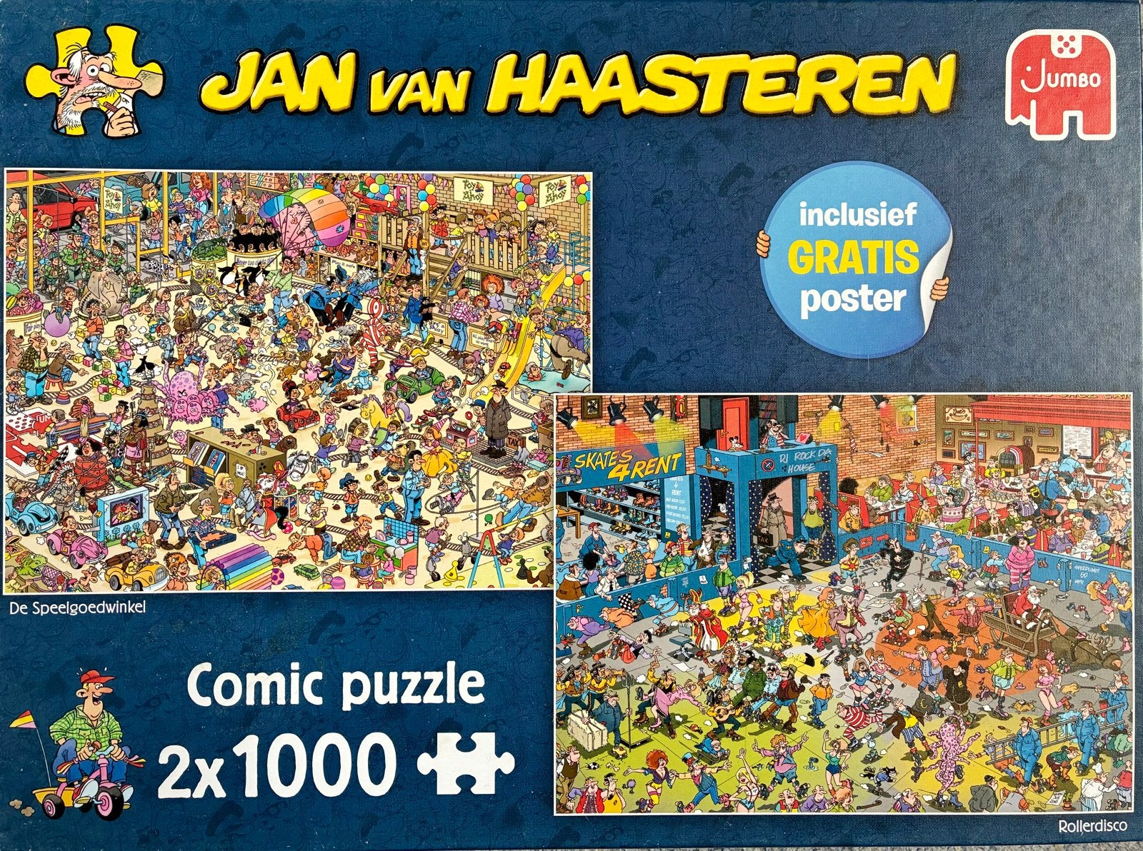 Jan van Haasteren Comic Puzzel 2x1000 stukjes, Ophalen, 500 t/m 1500 stukjes, Zo goed als nieuw, Legpuzzel