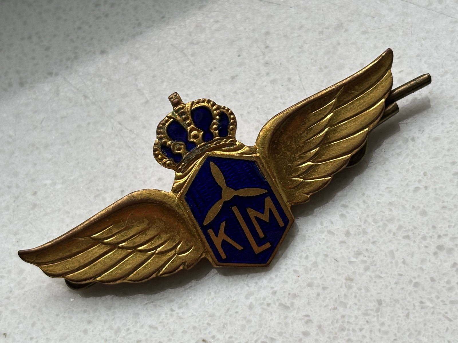 Rond 1948-1950 Authentieke KLM Boordwerktuigkundige Wings, Verzamelen, Ophalen of Verzenden, Gebruikt, Patch, Badge of Embleem