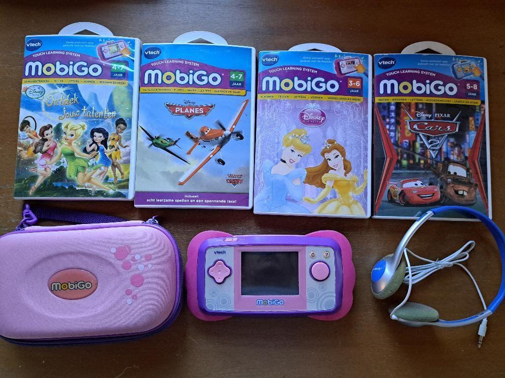 V-tech Mobigo met 4 spellen, Ophalen, Gebruikt, 2 tot 4 jaar