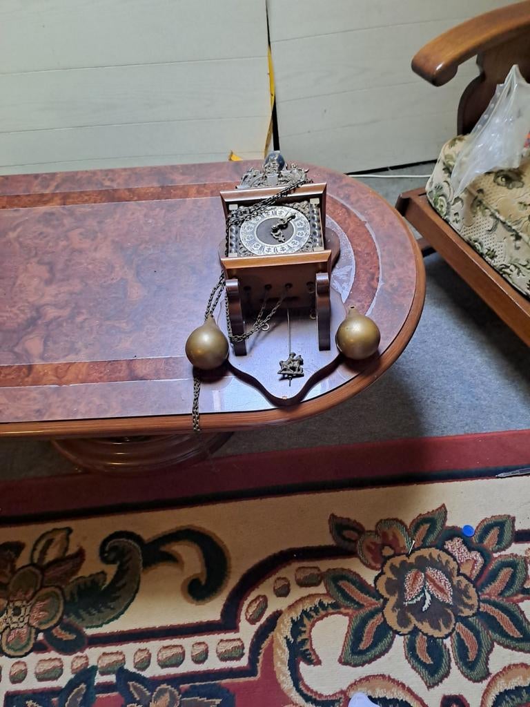 Antieke hangklok met gewichten - Decoratief uurwerk, Antiek en Kunst, Ophalen of Verzenden