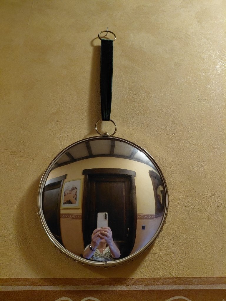 Vintage bolle ronde spiegel, butlerspiegel ARTILUX heksenoog, Antiek en Kunst, Ophalen of Verzenden, Rond, Minder dan 50 cm, Minder dan 100 cm
