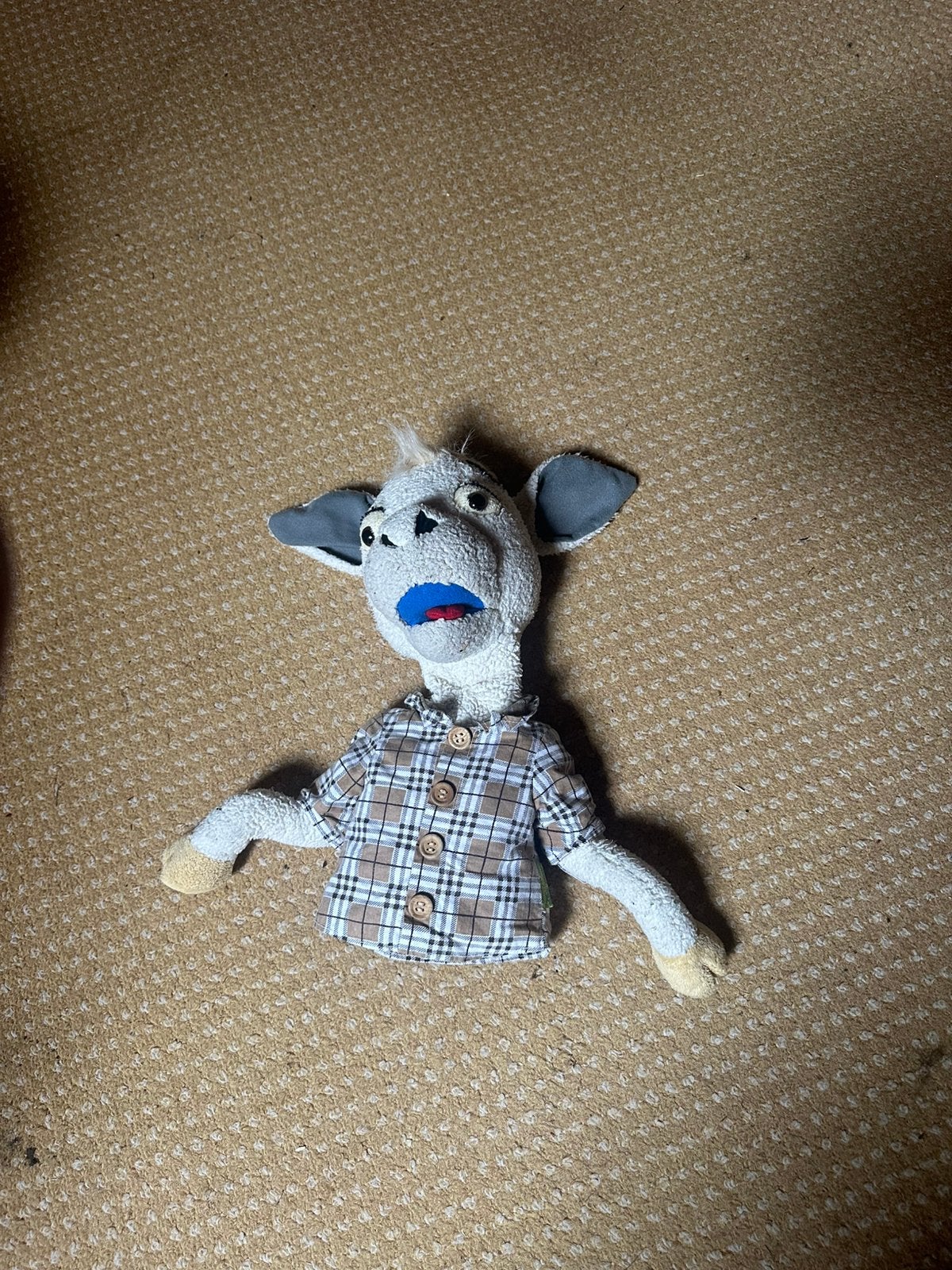 Handpop geit, Ophalen of Verzenden, Gebruikt, Beeldje of Poppetje