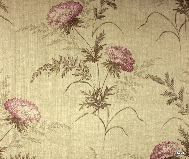 9911 Origineel vintage beige bruin bloemenbehang swiet, Ophalen of Verzenden, Beige