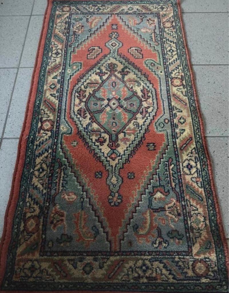 Vintage loper 60cm x 115cm tapijt kleed orient perzich wol, 100 tot 150 cm, Zo goed als nieuw, Vintage loper scheerwol oosterse orient perzich perser