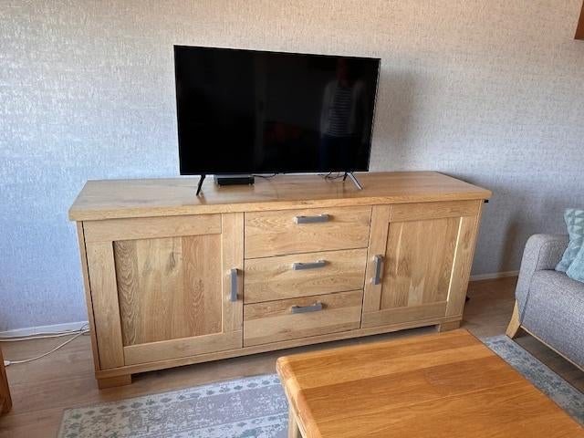 TV meubel, gelakt blank hout, Huis en Inrichting, Ophalen, Gelakt, blank hout, 150 tot 200 cm, Zo goed als nieuw