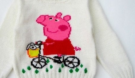 Peppa Pig op de fiets trui breipatroon, Hobby en Vrije tijd, Breien en Haken, Ophalen of Verzenden, Zo goed als nieuw, Breien