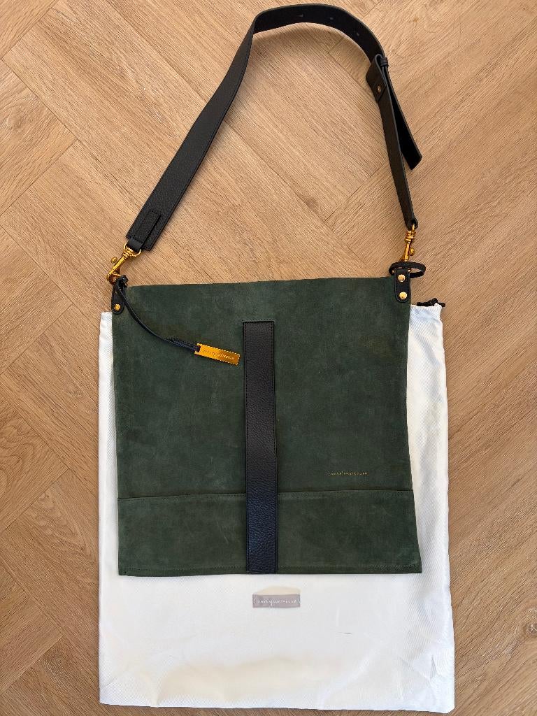 Smaak-Amsterdam schoudertas (Groen-Suede), Sieraden, Tassen en Uiterlijk, Tassen | Schoudertassen, Ophalen of Verzenden, Zo goed als nieuw