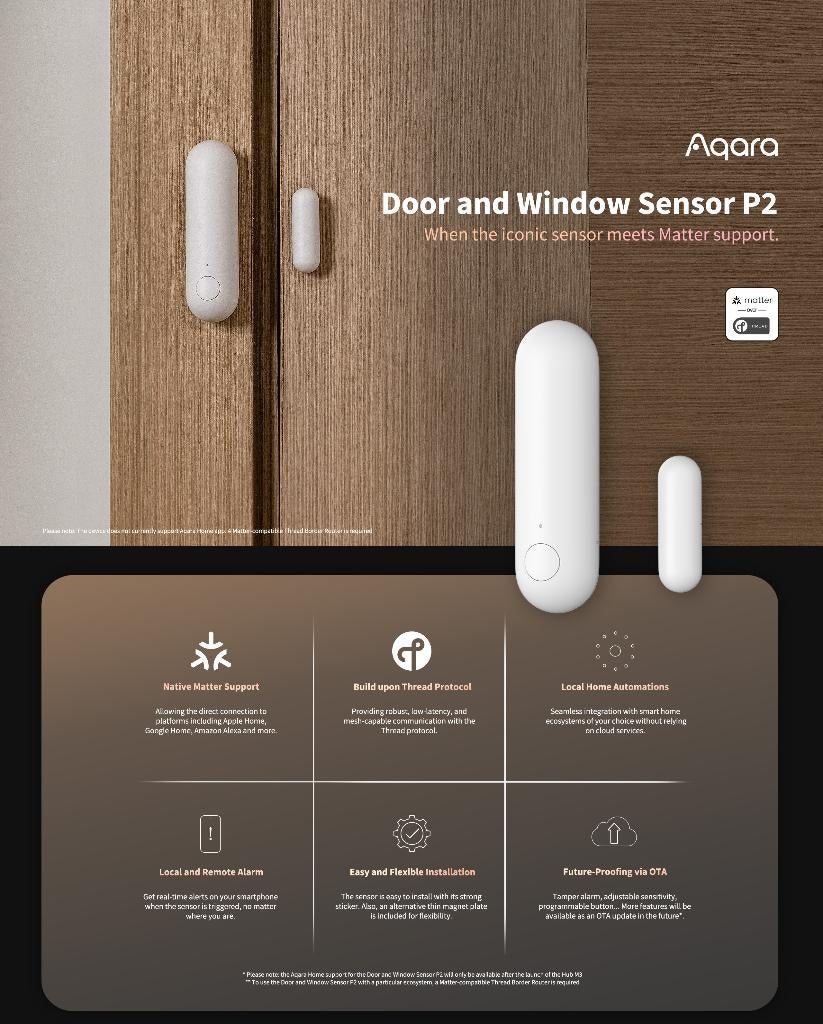 Aqara Door and Window Sensor P2, Doe-het-zelf en Verbouw, Alarmsystemen, Nieuw, Detector, Sensor of Melder, Beweging, Draadloos