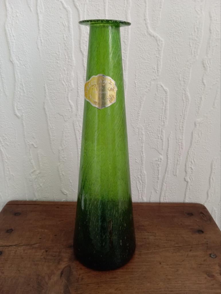 Vintage vaas "Verre Antique", Belges, Ophalen of Verzenden, Overige kleuren, Glas, Minder dan 50 cm