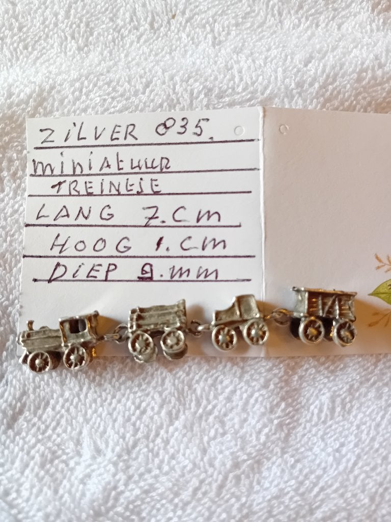 miniatuur zilver treintje, Verzenden, Zilver