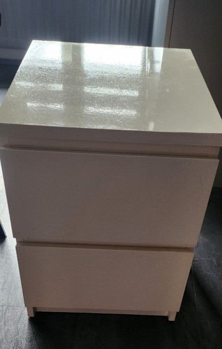 Ikea Malm wit Glans Nachtkasje, Ophalen, Gebruikt, Minder dan 45 cm