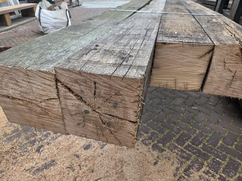 Rustieke gebruikte hardhouten palen 20x20 cm - nr: HB74, Tuin en Terras, Ophalen, Gebruikt, Palen, Hardhout