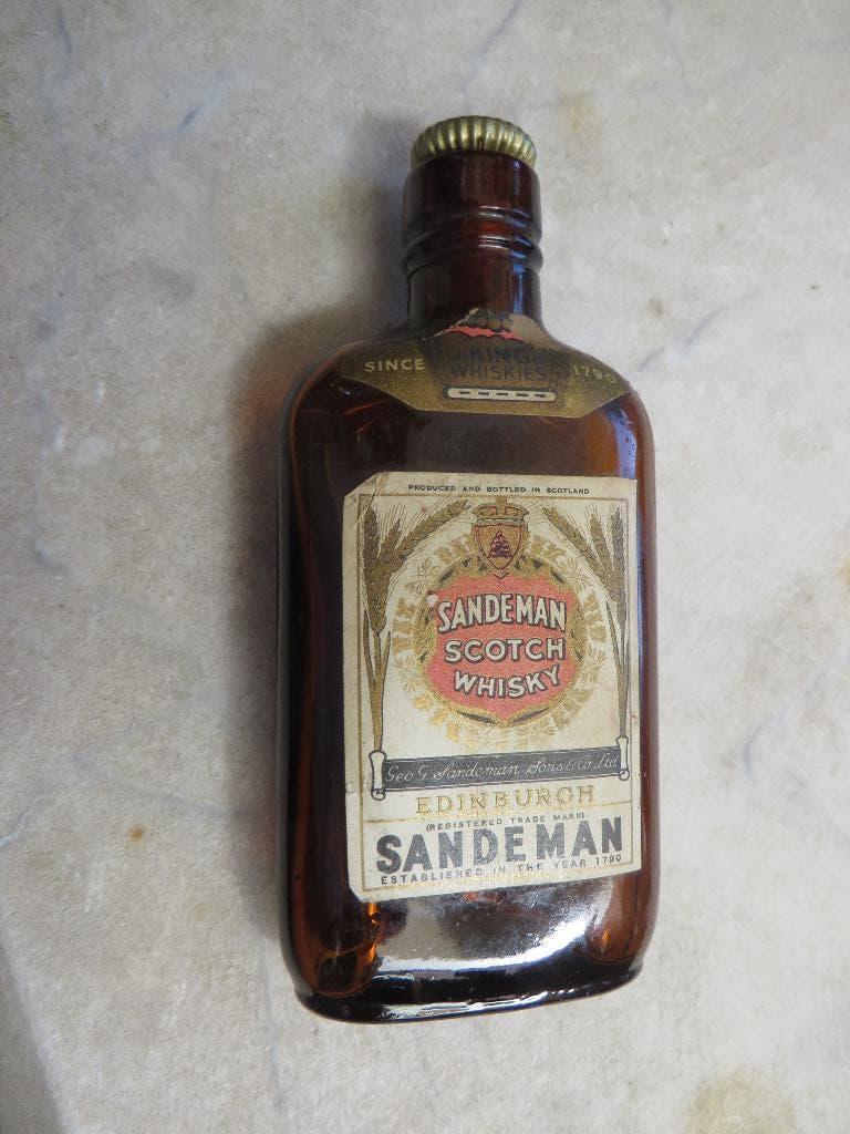 Oud flesje, Schotse whisky, Sandeman Edinburgh, Ophalen of Verzenden, Gebruikt, Verpakking