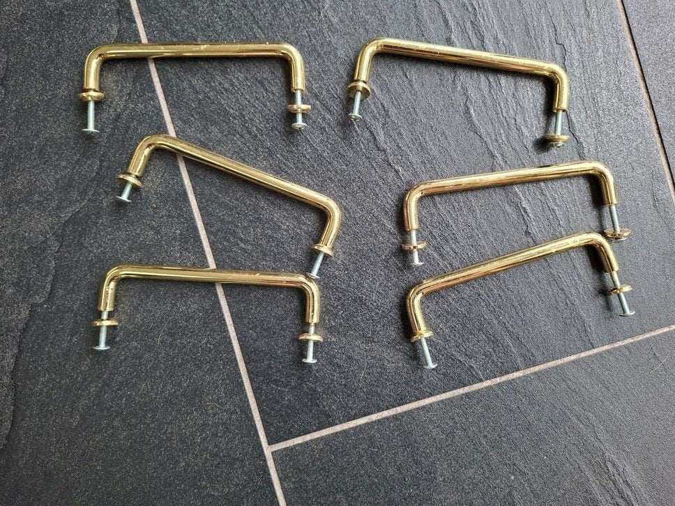 6 messing handgrepen van Ikea, Ophalen, Gebruikt, Koper of Messing, Klink of Kruk