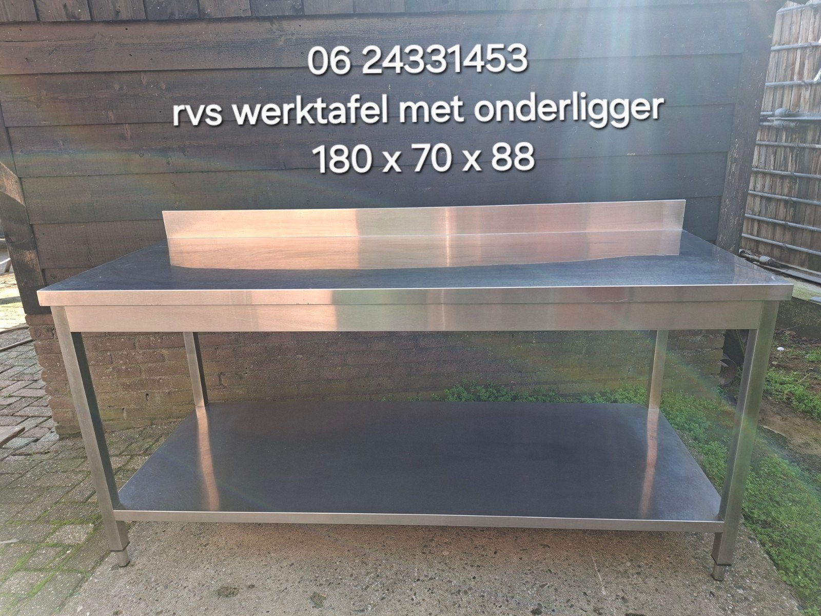 rvs werktafel met onderligger ( topstaat), Huis en Inrichting, Ophalen, 150 tot 200 cm, Zo goed als nieuw, Minder dan 100 cm
