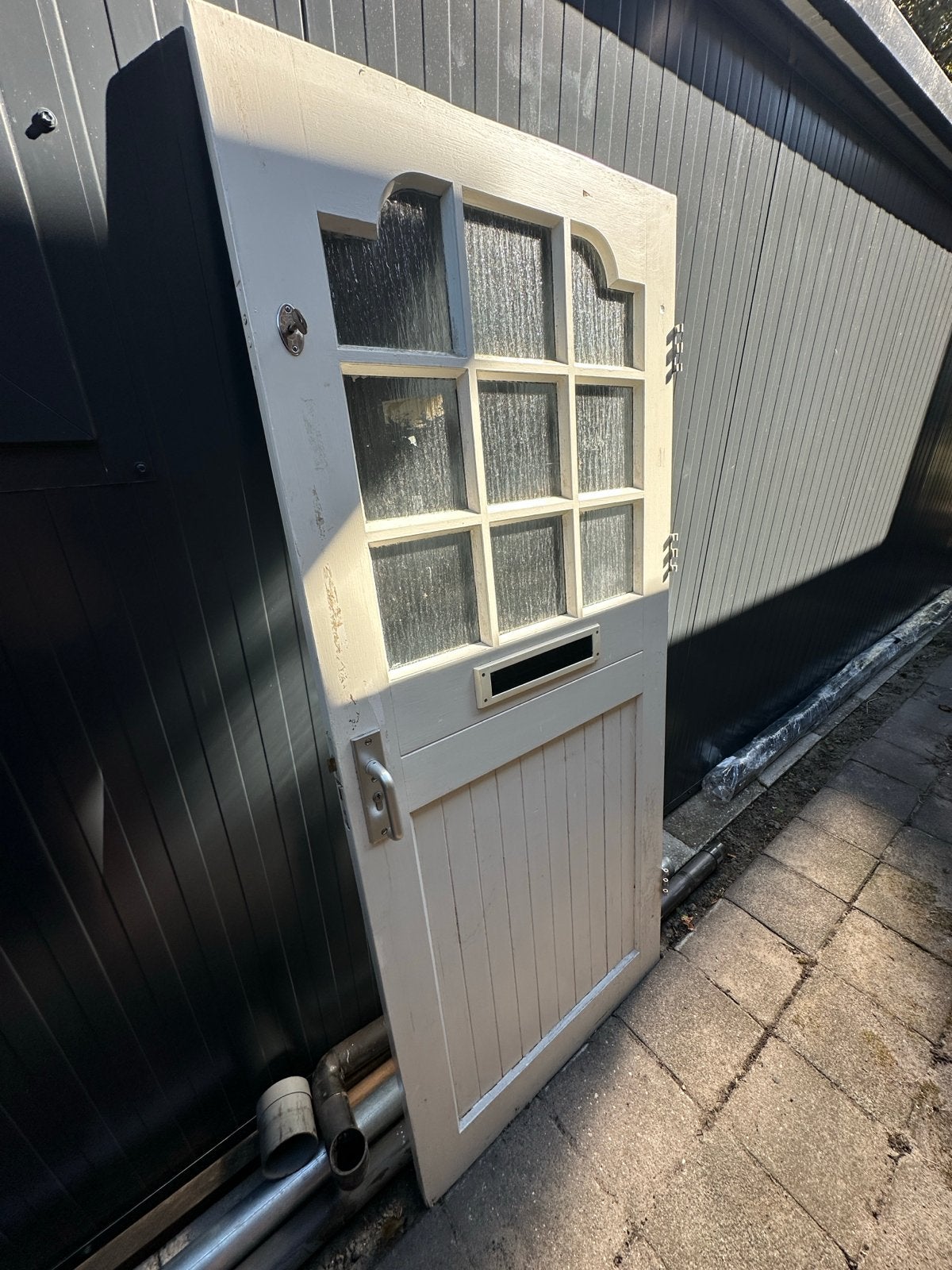 Gebruikte houten buitendeur met glas en brievenbus, Doe-het-zelf en Verbouw, Deuren en Horren, Gebruikt, 80 tot 100 cm, Ophalen of Verzenden