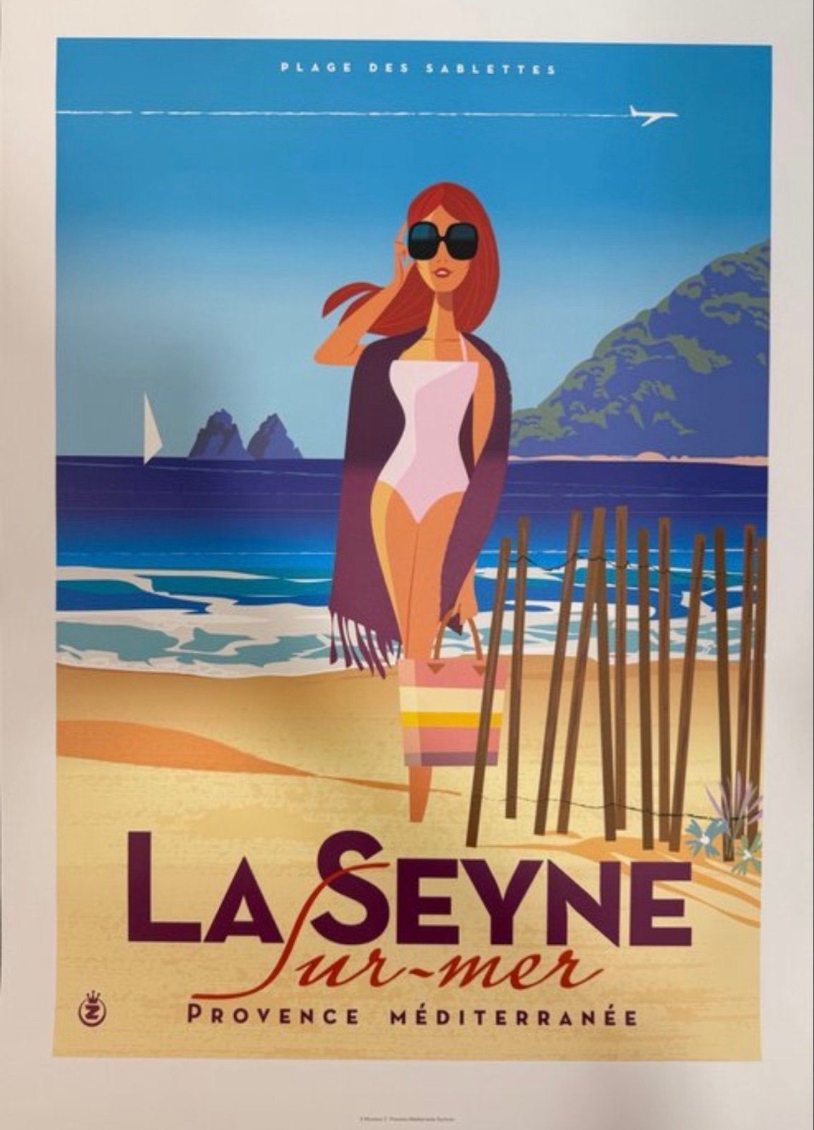 Vintage Poster La Seyne sur Mer Plage des Sablettes, Antiek en Kunst, Kunst | Tekeningen en Foto's, Ophalen of Verzenden, Poster