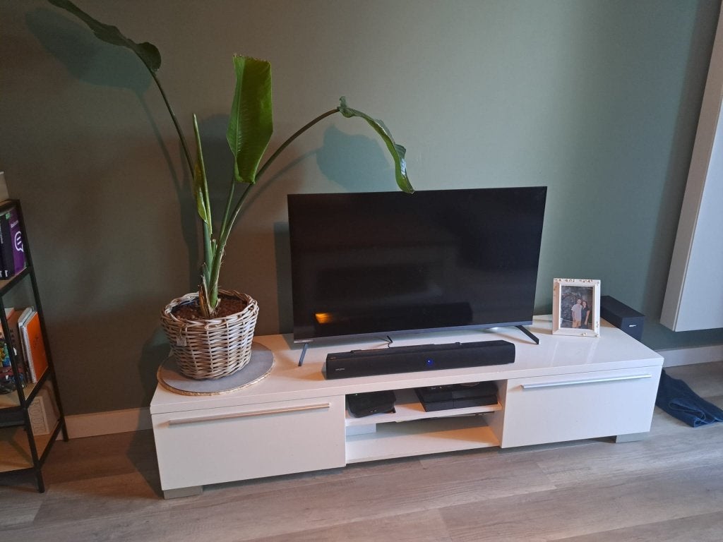 TV-meubel wit met laden, Ophalen, Overige materialen, Gebruikt, 150 tot 200 cm