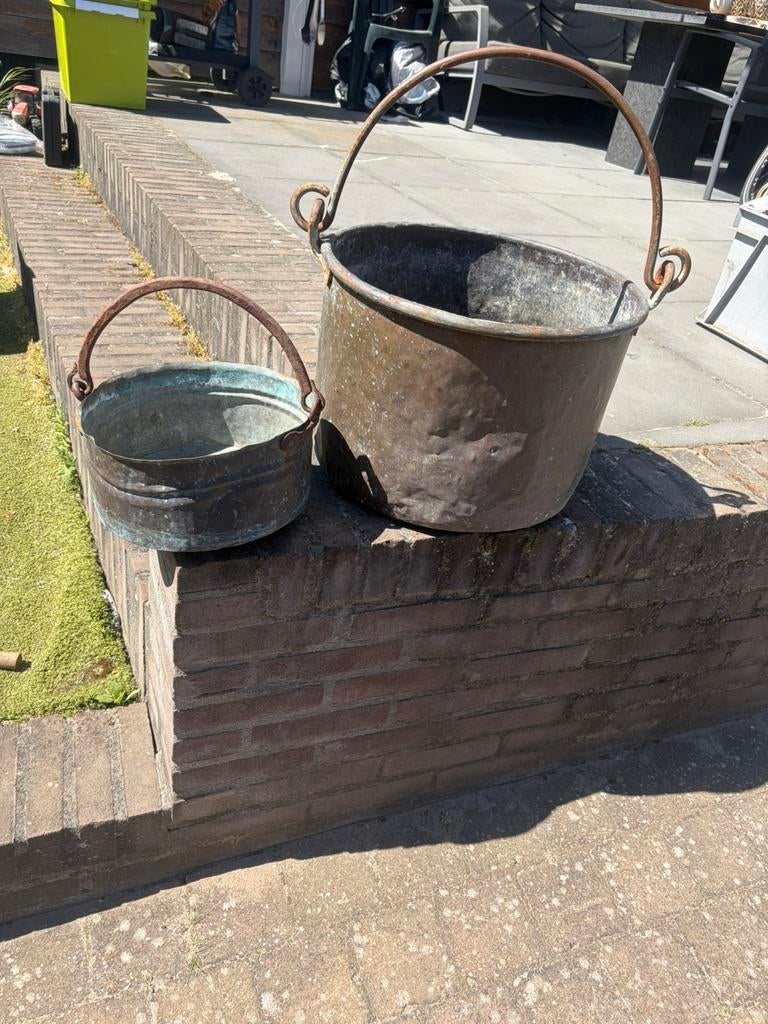 2 koper / koperen ketels groot en klein, Minder dan 30 cm, Rond, Ophalen of Verzenden, Zo goed als nieuw