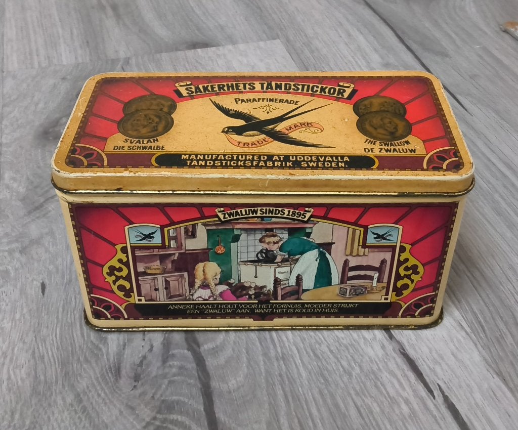 Vintage luciferblik Zwaluw “Säkerhets Tändstickor” (Zweden), Verzenden, Overige
