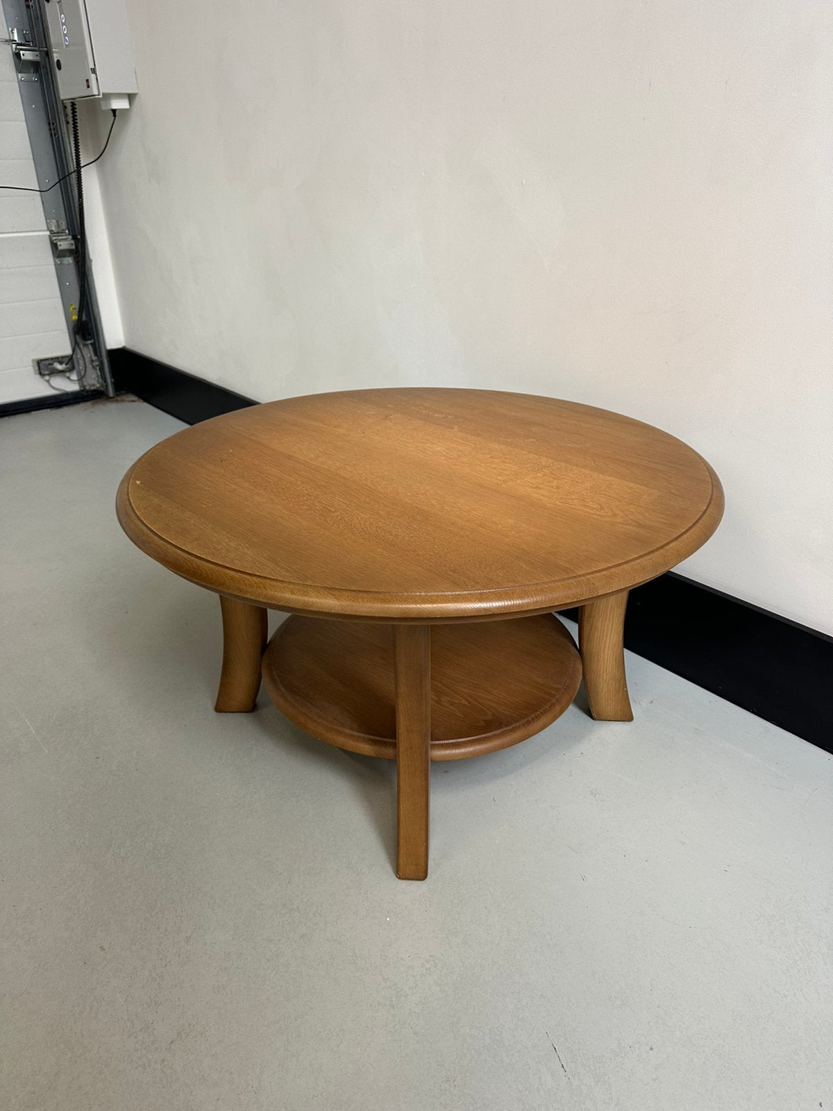 Ronde massief eiken salontafel - bezorgen mogelijk, Ophalen, Gebruikt, Rond, 50 tot 100 cm