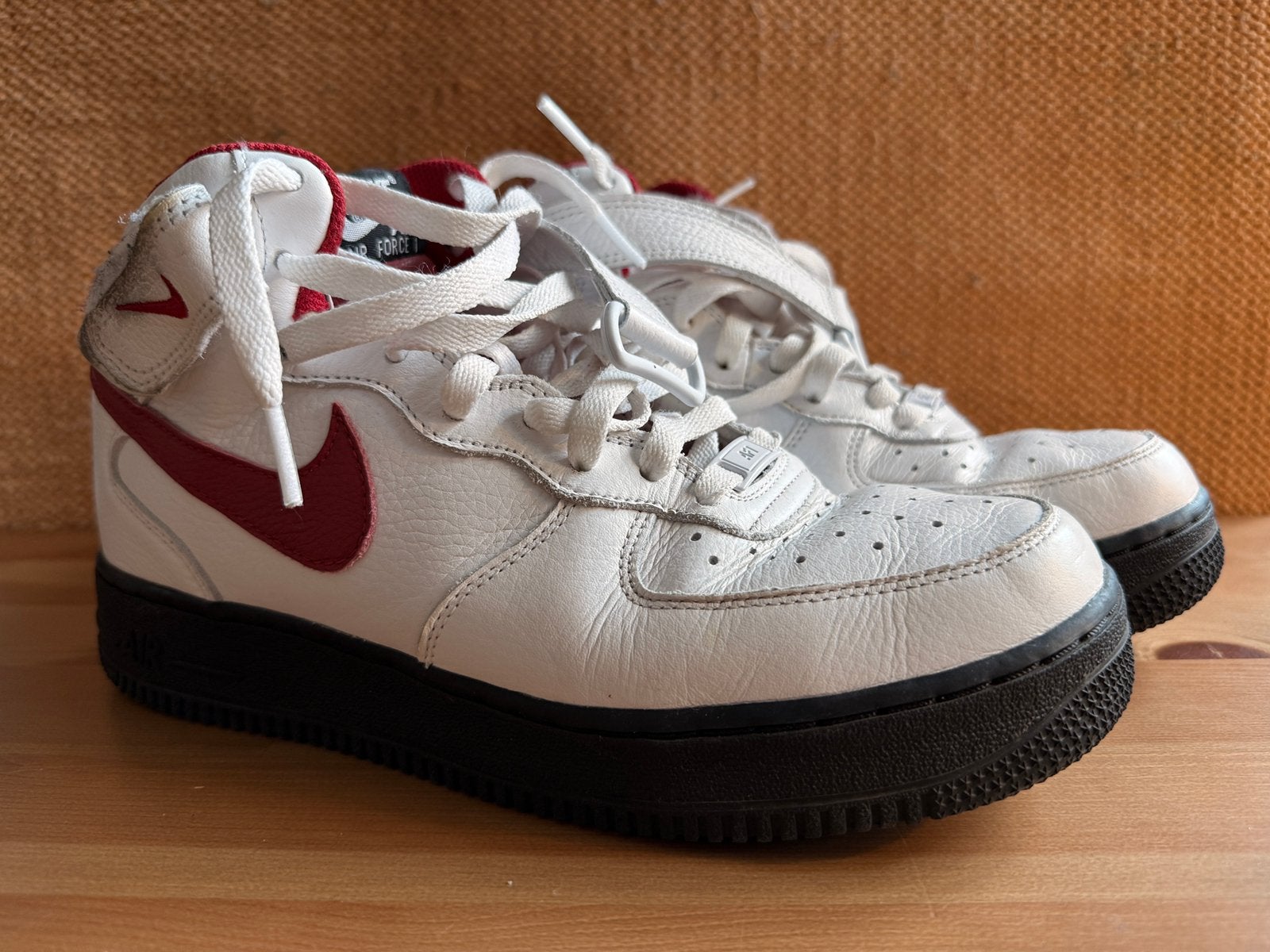 Nike Air Force 1 Mid custom made maat 40.5, Ophalen of Verzenden, Zo goed als nieuw, Wit, Sneakers of Gympen