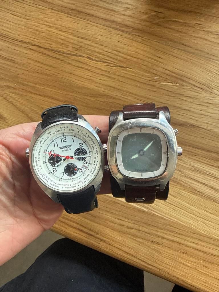 Fossil en Aviator horloges, niet lopend, Sieraden, Tassen en Uiterlijk, Horloges | Heren, Gebruikt, Polshorloge, Overige merken