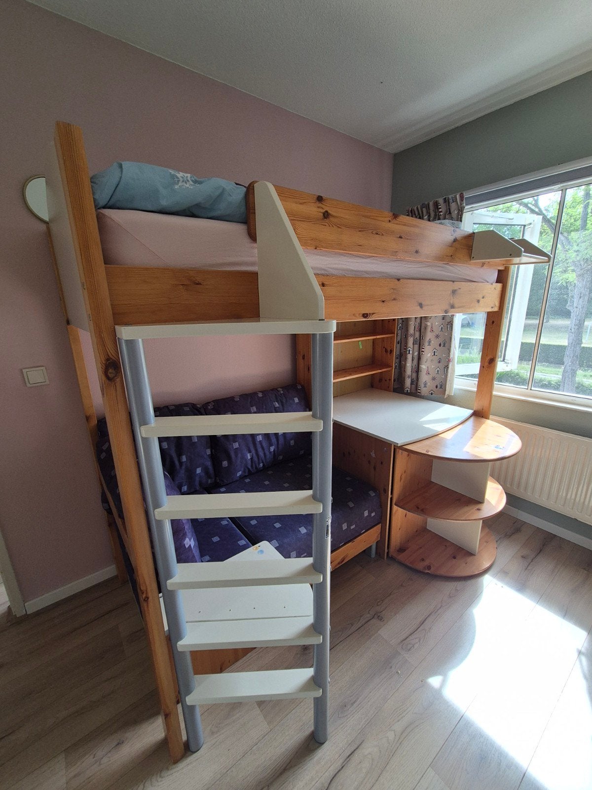 Hoogslaper | Stapelbed | 90 x 200 | bureau en bankje, Ophalen, Gebruikt, 200 cm, 90 cm