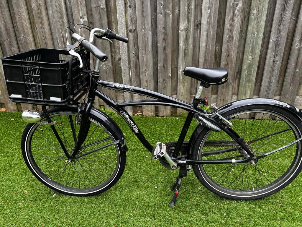 Zwarte Gazelle Freestyler jongensfiets 26 inch met krat, Ophalen, Terugtraprem, Gebruikt, Staal