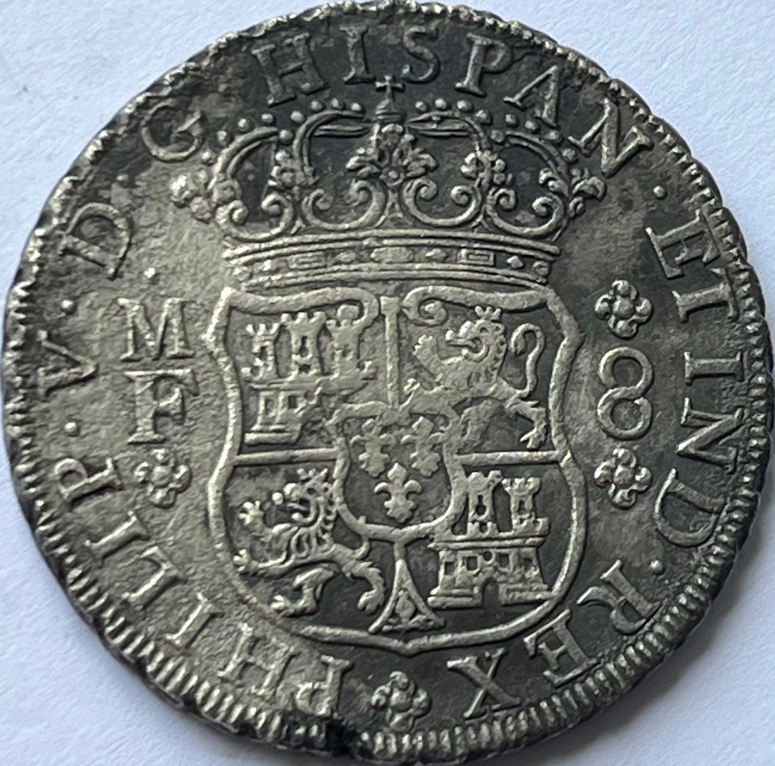 Mexico zeldzame acht real 1737 MF wrakvondst de Rooswijk, Ophalen of Verzenden, Midden-Amerika, Losse munt, Zilver