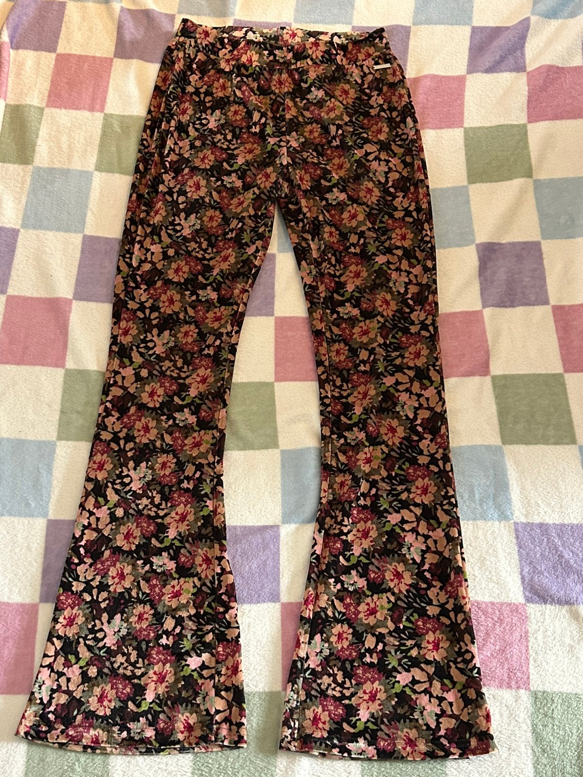 Colourful Rebel flared pants flower velvet, maat L, Meerkleurig, Maat 42/44 (L), Nieuw, Ophalen of Verzenden