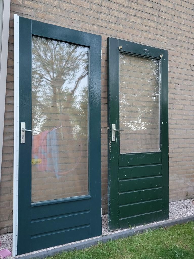 2 Buitendeuren met glas - 201x87,5 cm, Gebruikt, 80 tot 100 cm, Ophalen of Verzenden, Buitendeur