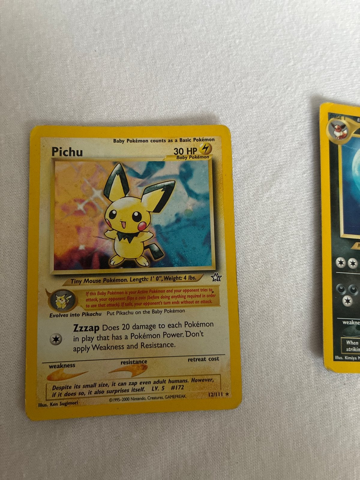 Pichu Pokémon kaart - Baby Pokémon 30 HP, Ophalen, Gebruikt, Losse kaart